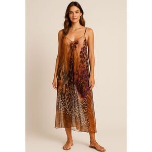 Animal Print Sheer Beach Cover-Up Size M
